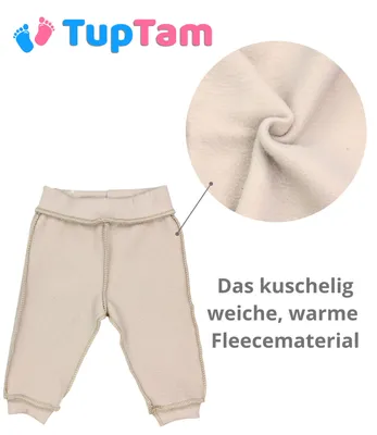 Immagine prodotto di TupTam Pantaloni invernali termici per neonati maschi, pantaloni caldi in felpa, confezione da 2, colore: nero/beige, taglia: 80