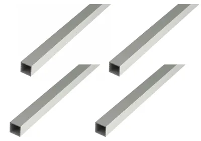 Zdjęcie produktu dla Alberts 4 x rura kwadratowa, aluminium, 50 x 50 x 2 mm, długość 1 m, anodowana na srebrno