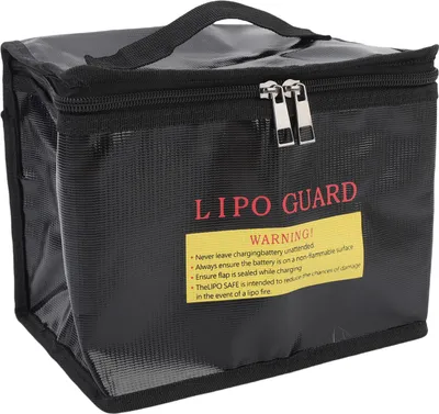 Produktbild von RC -Batteriespeicherbeutel feuerfeste Explosionsschutz Lipo Guard Safer Beutel Organizer mit Griff und Reißverschluss Schwarz