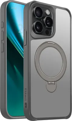 Produktbild von Etteri Matt Mag Ring Hülle für iPhone 15 Pro Max 6,7" Grau