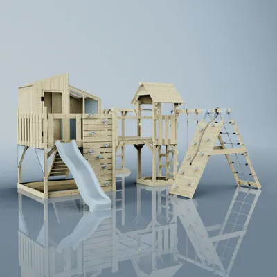 Produktbild von OutdoorToys Spielturm Tammo aus Holz in Blau Kinderschaukel