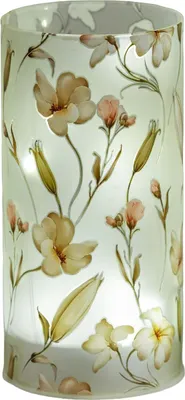 Produktbild von formano LED Deko Licht Blütentraum Zylinder Glas 16 cm Blumen Motiv Timer 6h/18h