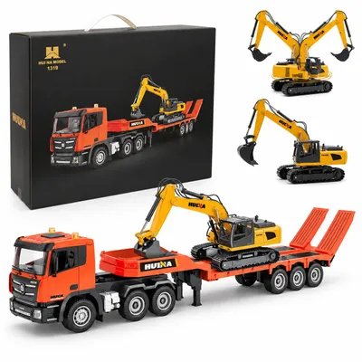 Productafbeelding van COIL RC vrachtwagen met aanhanger, afstandsbedieningsauto transportwagen en sleepwagen, met licht en geluid, 2,4 GHz, rubberen banden, schaal: 1:24, vanaf 8 jaar