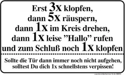 Produktbild von Witziges Schild - Erst 3x klopfen, 5x räuspern... - 309073 - Gr. 25 x 15 cm - Arbeit Büro