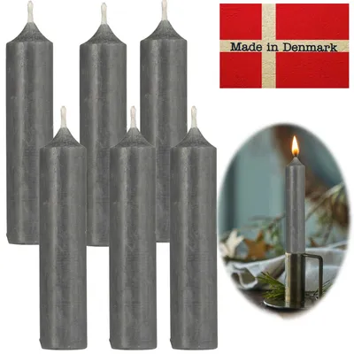 Produktbild von LS-LebenStil Exklusive Stabkerzen Ribe 6´er Set Grau 11x2,2cm Tafelkerzen Spitzkerzen perfekte Tischdeko für Hochzeit Taufe Advent Weihnachten
