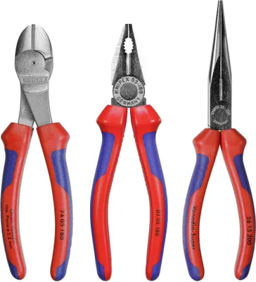 Obrázek produktu pro Knipex 00 20 11 V01, Sada kleští, Plast, Ocel, Plast, Modrá, Červená, 180 mm, 20 cm