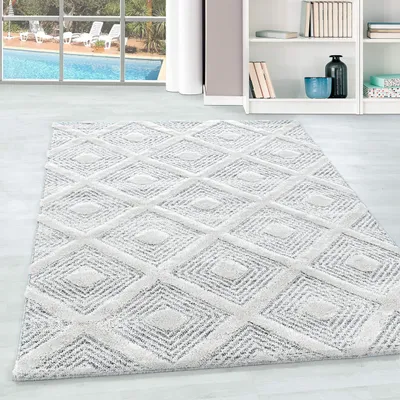 Image de Tapis à poils longs avec motif géométrique, 120 x 170 cm