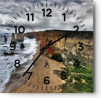 Produktbild von Wanduhr - Quadrat - Glasuhr - Strand Ozean Landschaft - 30x30cm - Schleichendes Uhrwerk - Lautlos - zum Aufhängen bereit - Dekoration Modern - Wanddekoration aus Glas - C4AC30x30-0141