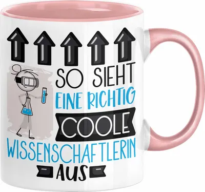 Produktbild von Wissenschaftlerin Geschenk Tasse Geschenkidee für Wissenschaftlerin Geburtstag Weihnachten Spruch So Sieht Eine Richtig Coole Wissenschaftlerin Aus Kaffee-Becher  (Rosa)