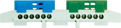 Produktbild von Klemme für Hutschiene 2x6 Anschlüsse Schutzleiterklemme Sammelklemme Blau/Grün