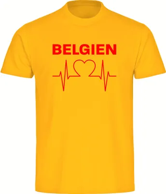 Produktbild von multifanshop Herren T-Shirt - Belgien - Herzschlag, gelb, Größe M