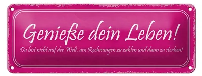 Produktbild von Blechschild Spruch 27x10cm Genieße dein Leben du bist nicht Dekoration