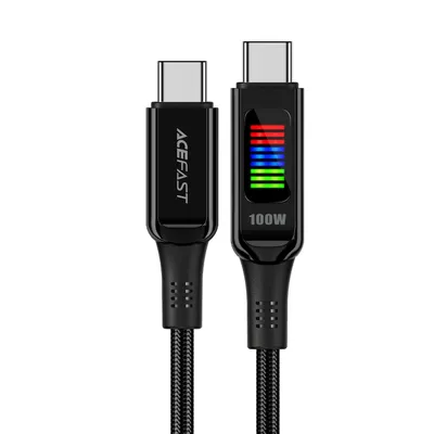 Produktbild von Acefast C7-03 USB-C auf USB-C Kabel 100W, 1,2m mit Display - Schwarz