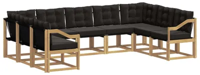 Produktbild von vidaXL Outdoor-Sofagarnitur mit Kissen 9 pcs Weiß und Schwarz