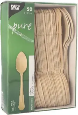 Produktbild von Papstar Löffel Holz Pure 19,5cm natur Vintage Design 50 Stück