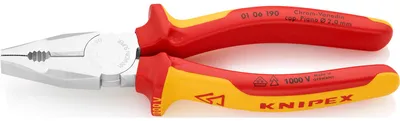 Produktbild von Knipex 01 06 190, Prüfzange, Chrom-Vanadium-Stahl, Kunststoff, Orange, Rot, 190 mm, 320 g