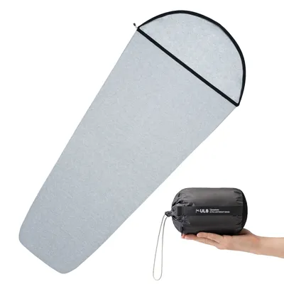 Obrázek produktu pro Qunature 322g ultralehký spací pytel s podšívkou, přenosná cestovní přikrývka Backpacking Hostels, 204*86*28cm, šedá