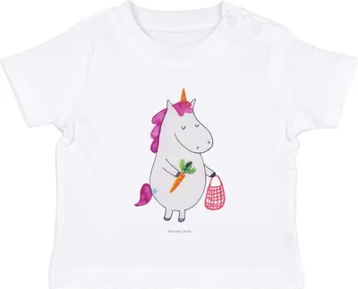 Produktbild von Mr. & Mrs. Panda Organic Baby Shirt Einhorn Gemüse 12. - 18. Monat - Weiß - Geschenk, Kinder Top, Babyshirt, Unicorn, , Oberteil, Biomarkt, Kleinkind T-Shirt