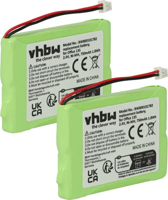 Produktbild von vhbw 2x Akku Ersatz für 20328196BD, 2010 für schnurlos Festnetz Telefon (750 mAh, 2,4 V, NiMH)