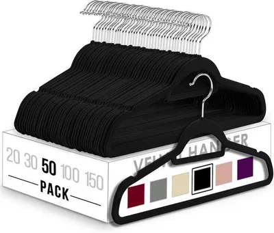 Produktbild von Famanu Kleiderbügel Set – 50 Stück – Für Jacken & Hoodies – Schwarz