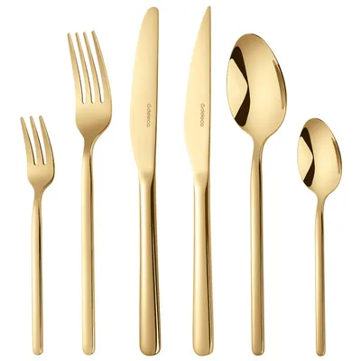 Productafbeelding van Deleca Amor Bestekset voor 6 personen, 36-delig Bestek met messen vorken lepels, steakmessen, RVS Goud