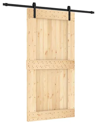 Produktbild von Schiebetür Natürlich und Schwarz 100 x 210 cm Massivkiefer