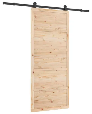 Zdjęcie produktu dla vidaXL Drzwi przesuwne naturalne 90 x 208 cm lite drewno sosnowe