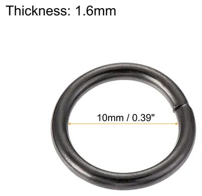 Produktbild von 20 Stš¹ck O Ringe 0.39"(10mm) Metall fš¹r Riemen Taschen Gš¹rtel DIY Handwerk Schwarz