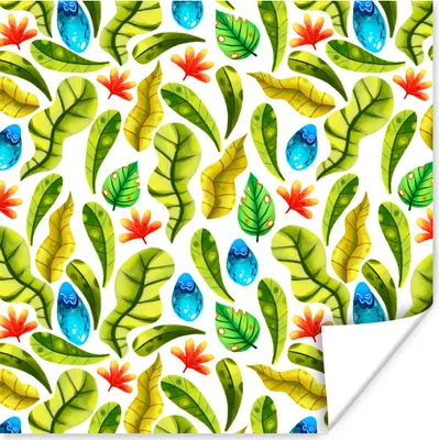Produktbild von MuchoWow® Poster Blumen - Dschungel - Blätter 30x30 cm - Wandposter - Printing