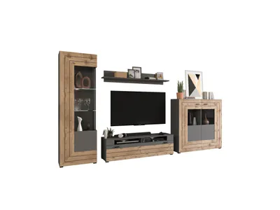 Produktbild von xonox.home Wohnwandkombination Freno grau Nachbildung 350x195x40 cm