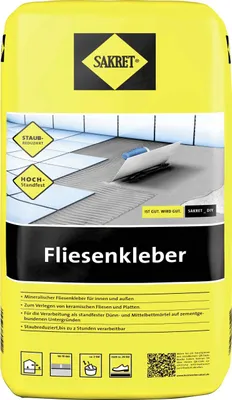 Produktbild von SAKRET Fliesenkleber 20 kg frostbeständig hoch standfest alterungsbeständig für Fliese auf Fliese und Flächenheizung