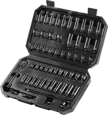 Produktbild von SucceBuy 55-teiliger Schlagschrauber-Steckschlüsselsatz mit 1/4-Zoll-Antrieb, tief und flach, SAE 5/32-9/16 Zoll und metrisch 4-15 mm, 6-Punkt-CR-V-Legierungsstahl für Autoreparaturen, leicht lesbare Markierungen, Aufbewahrungskoffer