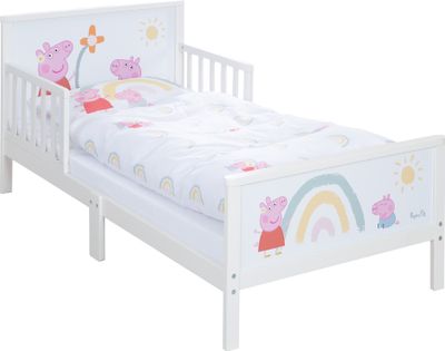 roba Kinderbett Peppa Pig 70 x 140 cm inkl. Bettwäsche & Lattenrost - Motiv der Zeichentrick Serie - Weiß / Rosa