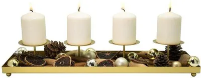 Immagine prodotto di Candelabro dorato a 4 bracci - Portacandele decorativi e vassoio da portata per l'Avvento