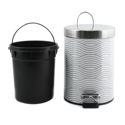 Zdjęcie produktu dla Kosz na kosmetyki MSV "Wave Grey" Kosz na pedały Kosz na śmieci - 3 litry - z wyjmowanym pojemnikiem wewnętrznym