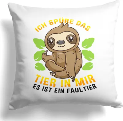 Produktbild von 22Feels Faultier Kissen Lustig Deko Süß Tier Geschenk Frauen Männer Couch Humor Wohnaccessoire Sofa Büro Wohnzimmer Schlafzimmer Couch