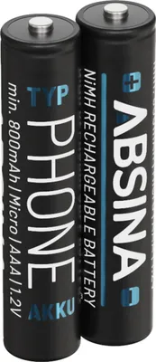 Immagine prodotto di ABSINA 2x batteria AAA per telefono 800 mAh - batterie ricaricabili NiMH AAA ricaricabili con 1,2V - batterie telefono batteria telefono