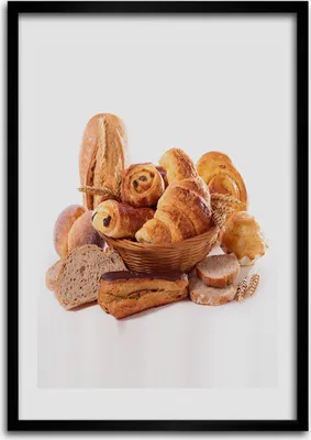 Produktbild von Bild - Bilderrahmen - Foto - 70 cm x 100 cm - MDF - Rahmen - Wandkunst - Brot in einem Korb