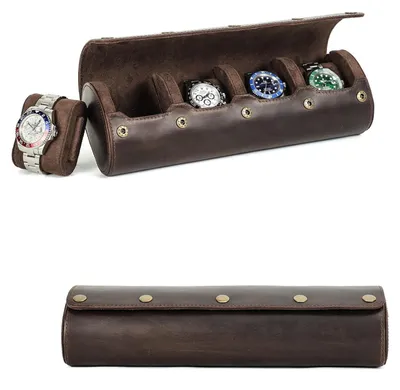 Productafbeelding van Omgoods - Lederen Horloge Travel Case voor 4 Horloges met Luxe Kussens