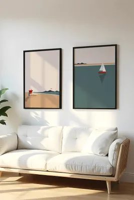 Produktbild von Wallity, Dekoratives gerahmtes MDF-Gemälde (2 Stück), 20 x 30 cm | 100% MDF (3 mm), Rahmen: 100% MASSIVHOLZ (2,5 cm) | Stilvolle Wanddekoration für jedes Zuhause.