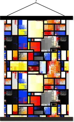 Produktbild von MuchoWow® Textilposter Malerei - Mondrian - Alte Meister 120x180 cm mit schwarzem Rahmen - Fotos