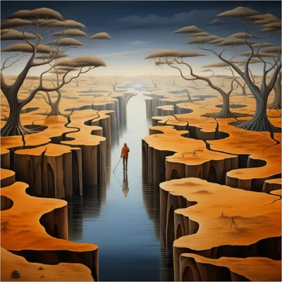 Produktbild von Wallario selbstklebende Möbelfolie/ Tischdecke für Innen und Außen, Größe: 60 x 60 cm - Pfad in einer surrealen Welt