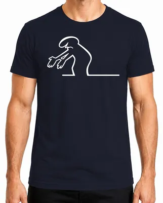 Imagen del producto de Camiseta para hombre, diseño "Linea Balum Strichmännchen Kult" de Osvaldo Cavandoli, color azul marino, talla M