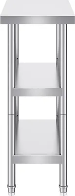 Immagine prodotto di SucceBuy Tavolo da lavoro per la preparazione degli alimenti in acciaio inox 14 x 24 x 34 pollici, robusto tavolo da lavoro commerciale con 2 ripiani inferiori regolabili. Ideale per barbecue, cucina, casa e garage.