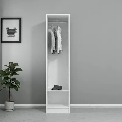 Produktbild von Skye Decor, Kale 190 - White, Kleiderschrank, Weiß, 100 % MELAMINBESCHICHTETE SPANPLATTEN, 45 x 52 x 190 cm