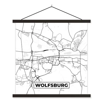 Produktbild von MuchoWow® Textilposter Wolfsbridge - Karte - Stadtplan 90x90 cm mit schwarzem Rahmen - Magnetisches