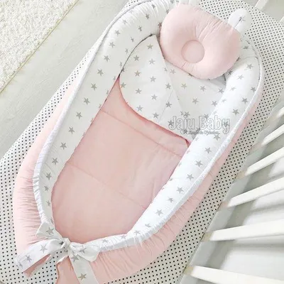 Produktbild von Jaju Baby Babynestchen mit Kopfkissen Baumwolle 100 x 60 cm Poeder en