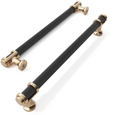 Produktbild von Unyqoos® 10er-Set Schrankgriffe 192 mm – Aluminium- und Zinklegierung, matt-schwarz & Champagnerbronze, Möbelgriffe für Küche, Bad und Kleiderschrank