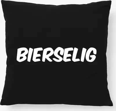 Produktbild von Huuraa Kissen Bierselig Schriftzug 40x40cm mit Füllung Black Baumwolle Dekokissen Geschenkidee