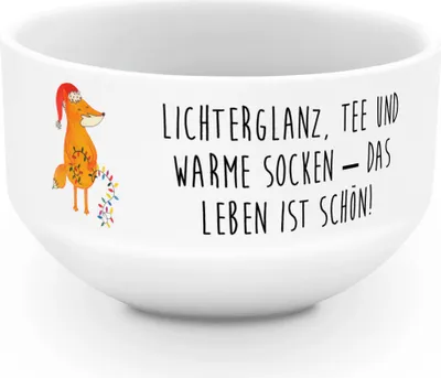 Produktbild von Mr. & Mrs. Panda Schüssel Fuchs Weihnachten - Weiß - Geschenk, reisschale, schale, Winter, Weihnachtsdeko, frühstücksbowl, Weihnachtsmann, Nikolaus, Design Müslischale